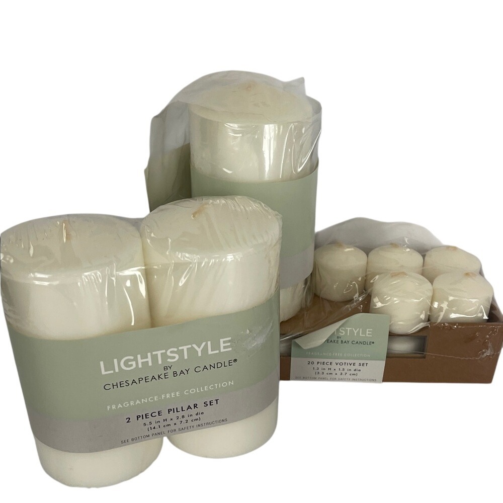 Chesapeake Bay Fragrance Free Pillar & Votive‎ Candle Set